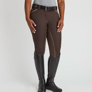 Rider pants Tailored Brown Capris with Stretch Fabric.